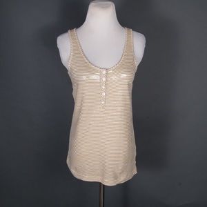 J Crew Tank Top w sequins stripe beige white XS